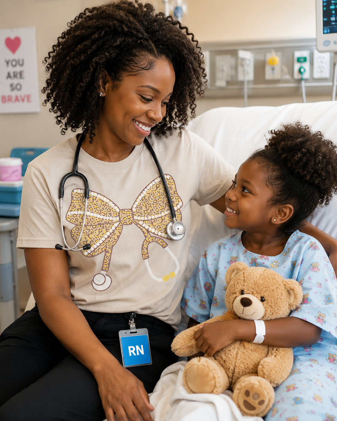 Nurse Rhinestone Bow Tee | Premium Boutique Soft Cotton T-Shirt