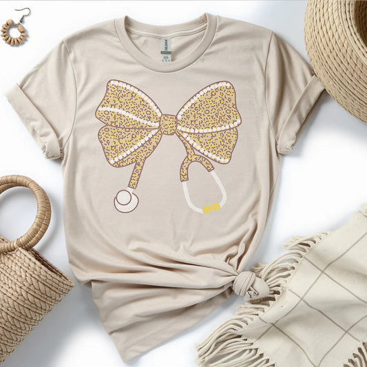 Nurse Rhinestone Bow Tee | Premium Boutique Soft Cotton T-Shirt