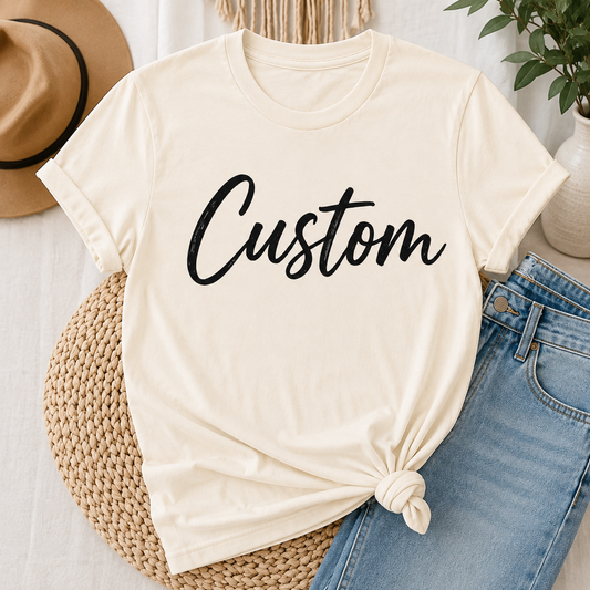 Custom T-shirt design mockup for personalized apparel orders